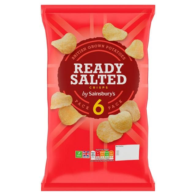 Sainsbury's Ready Salted Multipack Crisps 6x25g - gallery image 1