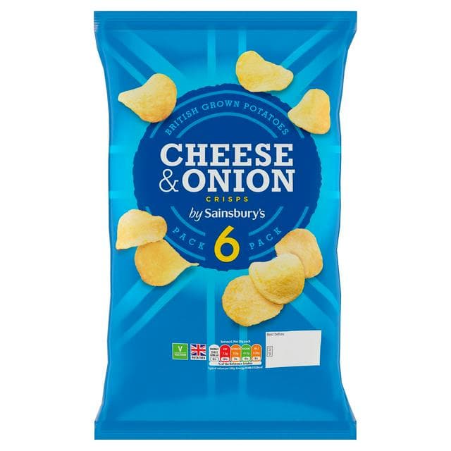 Sainsbury's Cheese & Onion Multipack Crisps 6x25g - gallery image 1