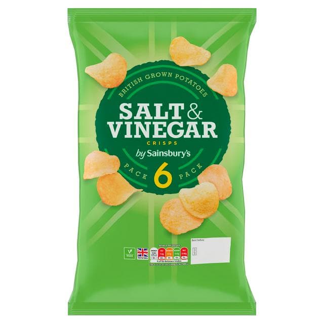 Sainsbury's Salt & Vinegar Multipack Crisps 6x25g - gallery image 1