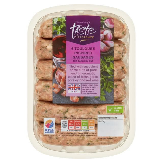 Sainsbury's Toulouse Inspired Sausages, Taste the Difference x6 400g - gallery image 1
