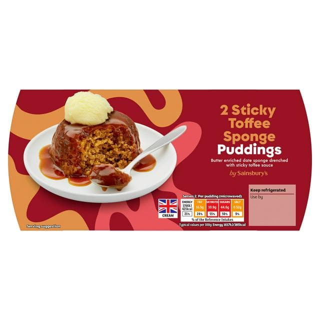 Sainsbury's Sticky Toffee Sponge Pudding 2x110g - gallery image 1