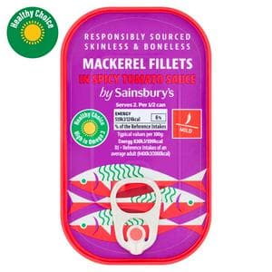 Sainsbury's Mackerel Fillets in Spicy Tomato Sauce 125g