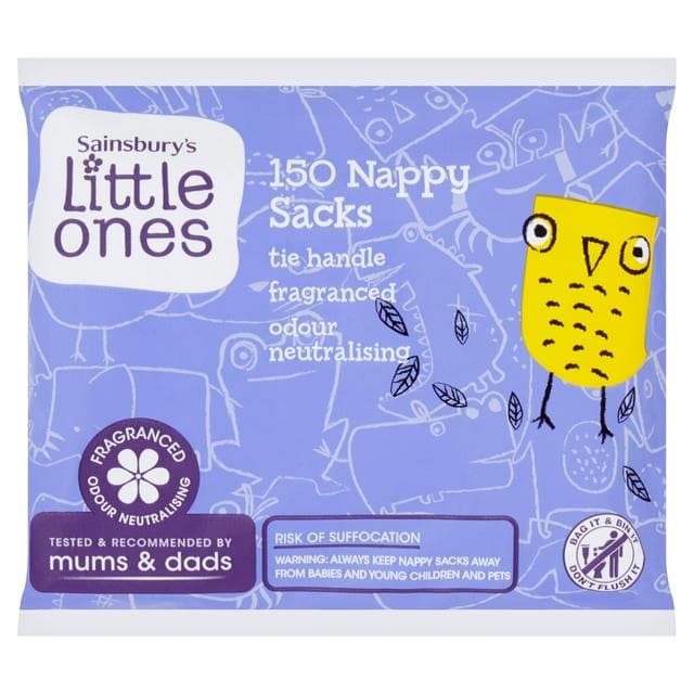 Sainsbury's Little Ones 150 Tie Handle Nappy Sacks - gallery image 1