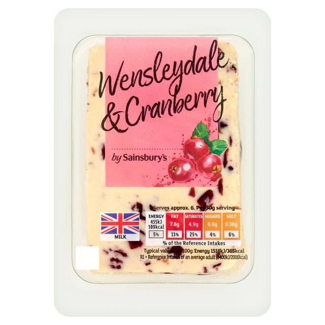 Sainsbury's Wensleydale Cheese with Cranberries 200g - gallery image 1