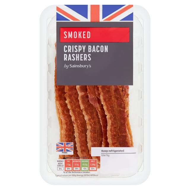Sainsbury's British Smoked Cooked Crispy Bacon rashers 50g - gallery image 1
