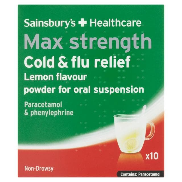 Sainsbury's Max Flu Relief Powder, Lemon x10 - gallery image 1