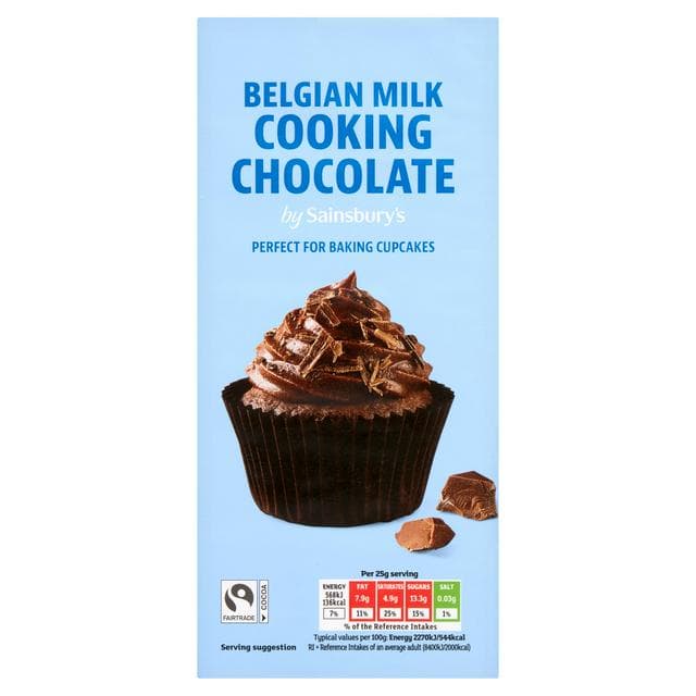 Sainsbury's Belgian Cooking Chocolate, Milk 200g - gallery image 1
