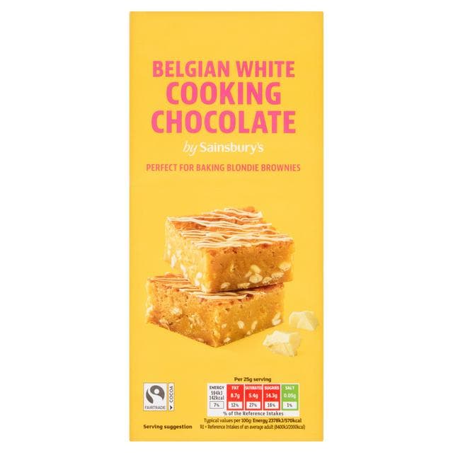 Sainsbury's Belgian Cooking Chocolate, White 200g - gallery image 1