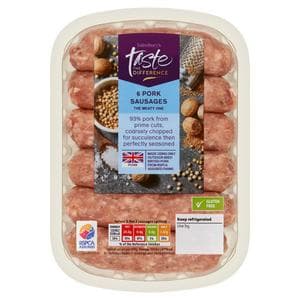 Sainsbury's British Pork Sausages, Taste the Difference x6 400g