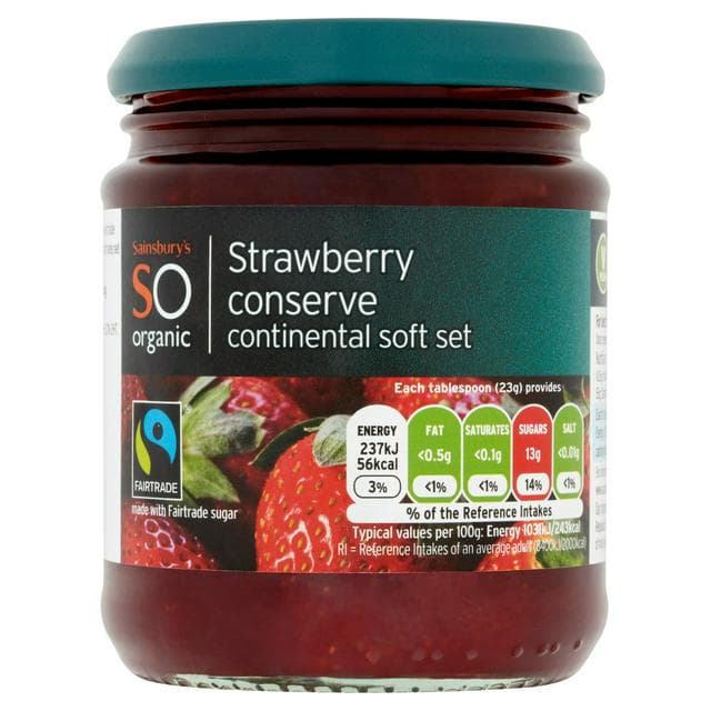 Sainsbury's Strawberry Conserve, SO Organic 340g - gallery image 1