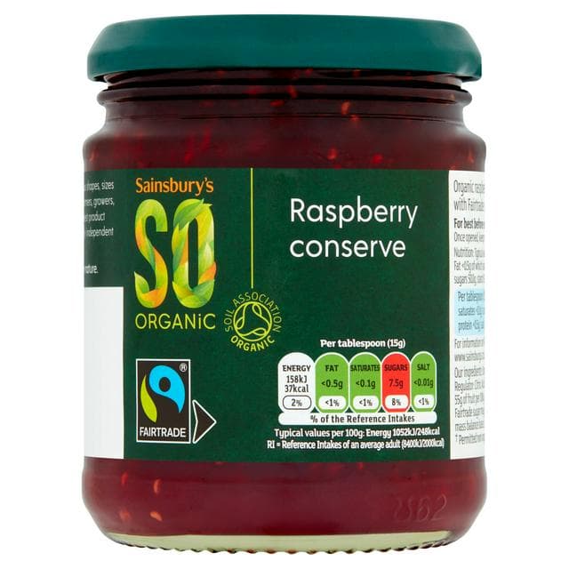 Sainsbury's Raspberry Conserve, SO Organic 340g - gallery image 1