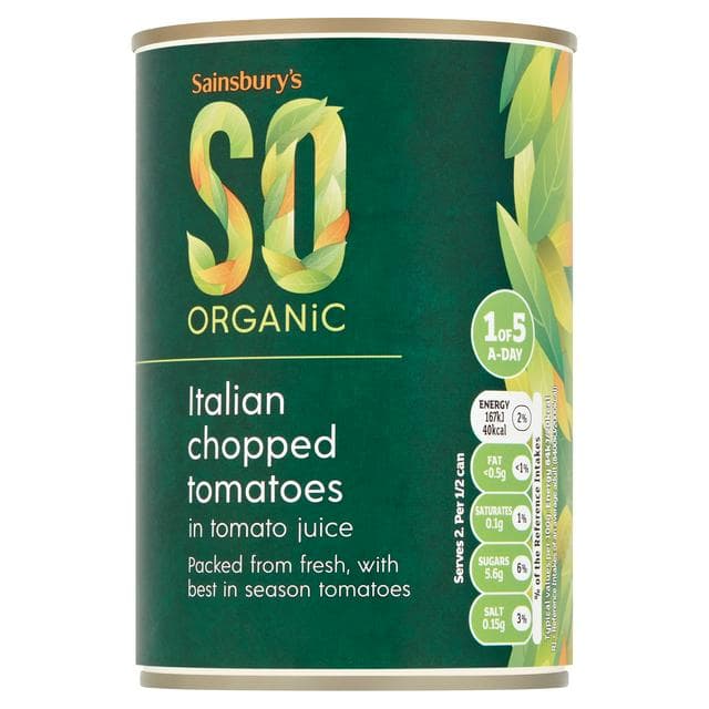 Sainsbury's SO Organic Italian Organic Chopped Tomatoes in Tomato Juice 400g - gallery image 1