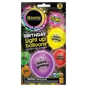 Illoom Pack of 5 Happy Birthday Light Up Balloon