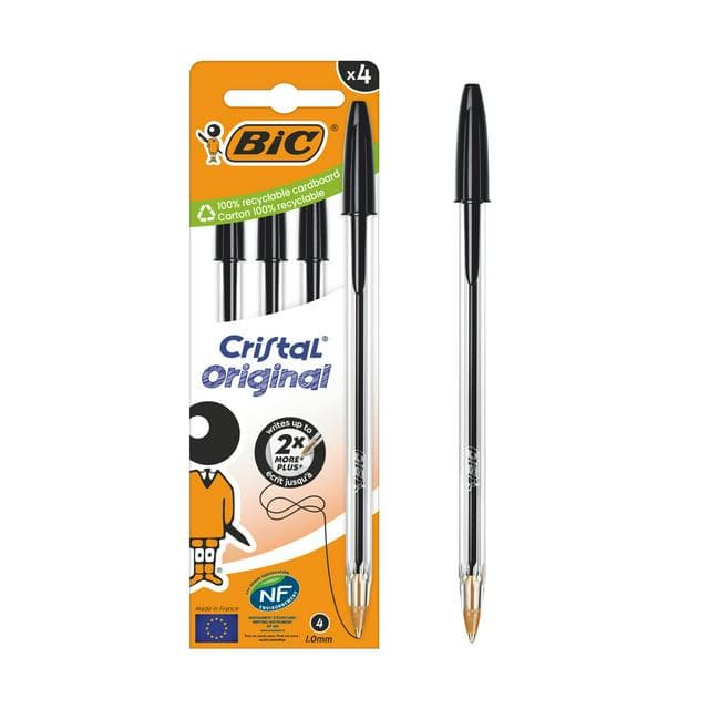 BIC Cristal Black Ballpoint 4 Pack - gallery image 1