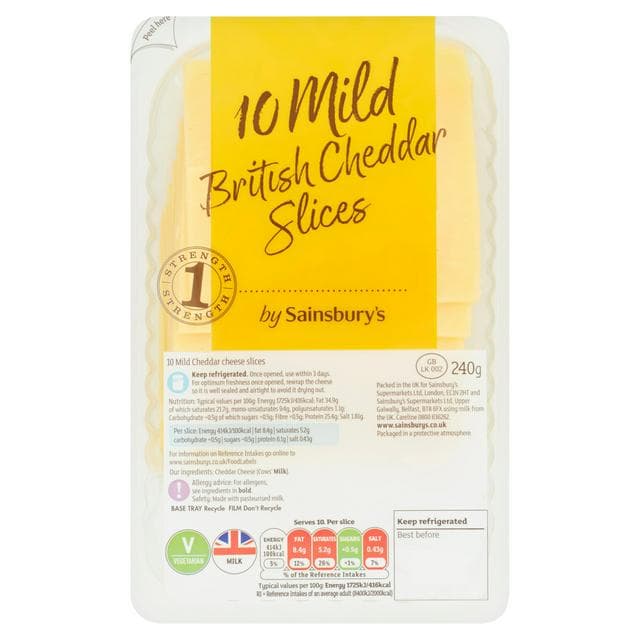 Sainsbury's British Mild Cheddar Cheese Slices 240g - gallery image 1