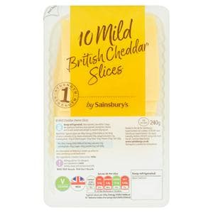 Sainsbury's British Mild Cheddar Cheese Slices 240g