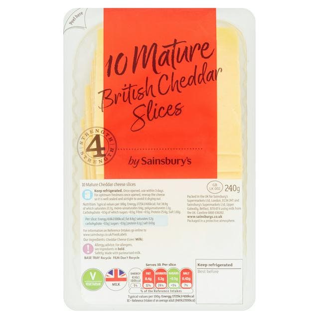Sainsbury's British Mature Cheddar Cheese Slices 240g - gallery image 1