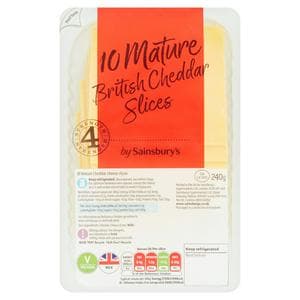 Sainsbury's British Mature Cheddar Cheese Slices 240g