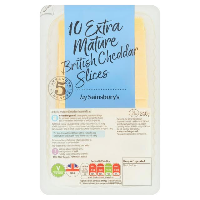 Sainsbury's British Extra Mature Cheddar Cheese Slices 240g - gallery image 1