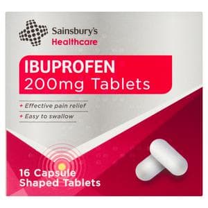 Sainsbury's Ibuprofen Tablets Capsule Shaped Tablets x16 200mg