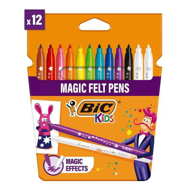 Bic Pack of 12 Kids Colour & Erase Magic Felt Pens - gallery image 1