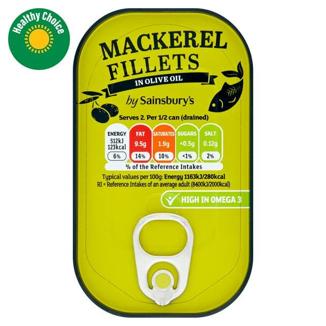 Sainsbury's Mackerel Fillets in Olive Oil 125g (88g*) - gallery image 1