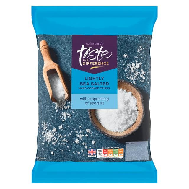 Sainsbury's Gourmet Sea Salt Crisps, Taste the Difference 150g - gallery image 1