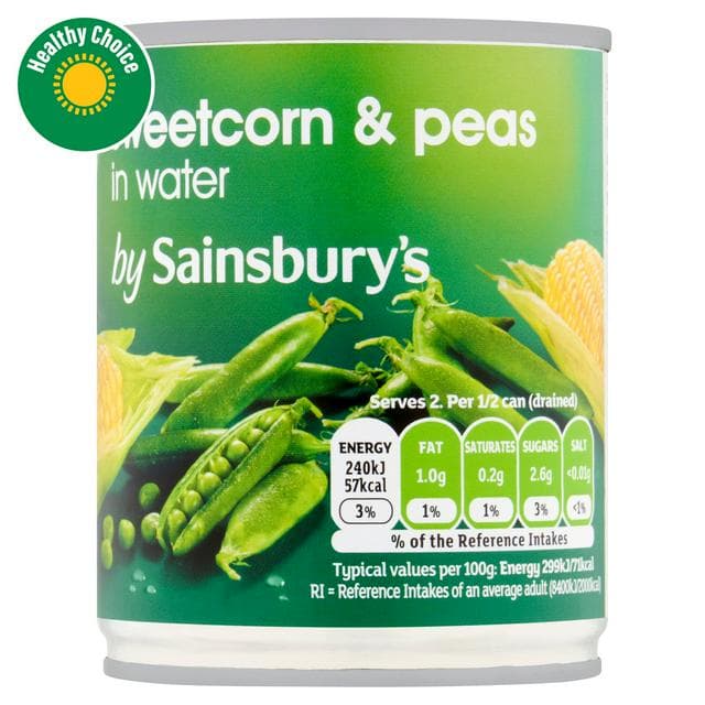 Sainsbury's Sweetcorn & Peas in Water 198g - gallery image 1