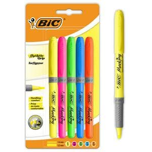 Bic Pack of 5 Brite Liner Grip Highlighter