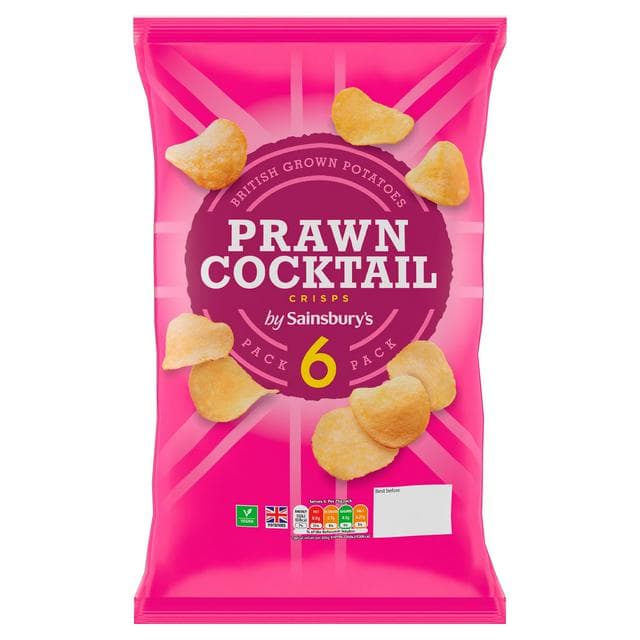 Sainsbury's Prawn Cocktail Multipack Crisps 6x25g - gallery image 1
