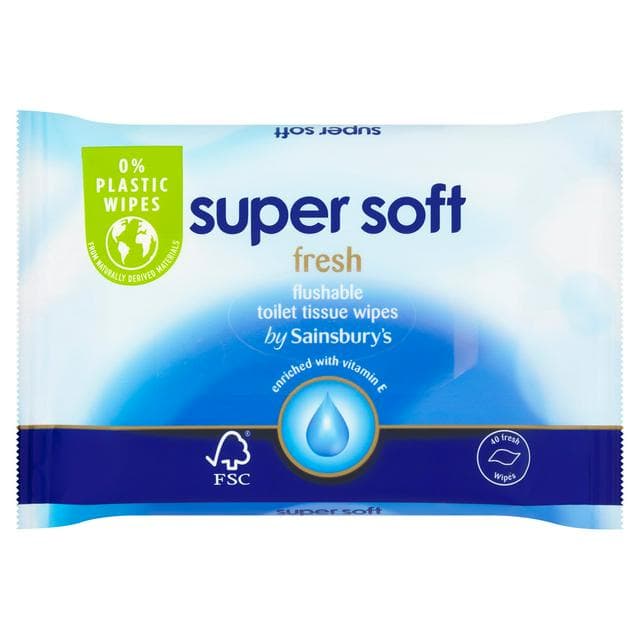 Sainsbury's Super Soft Flushable Moist Toilet Tissue, Fresh 40 wipes - gallery image 1