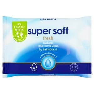 Sainsbury's Super Soft Flushable Moist Toilet Tissue, Fresh 40 wipes