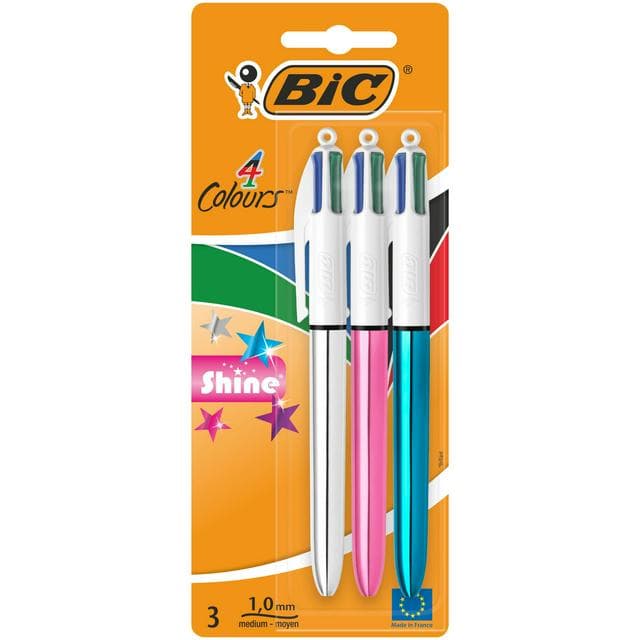 BIC 4 Colours Shine Ball Pens 3 Pack - gallery image 1