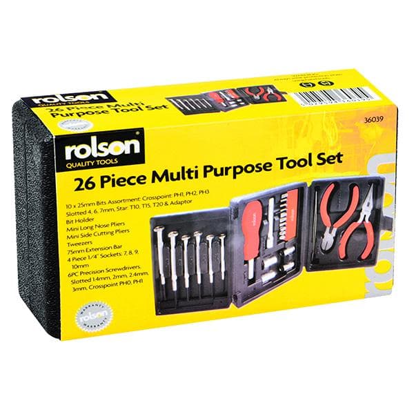 Rolson Tools Pack of 26 Mini Tri Fold Tool Kit - gallery image 1