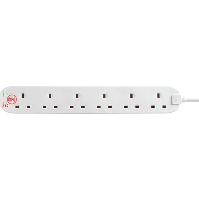 Masterplug 6 Socket 2m Extension Lead Surge Protection and LED - White - gallery image 3
