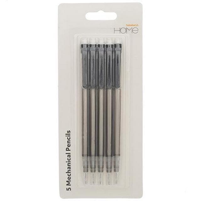 Sainsbury's Home Mechanical Pencils Black 5pk - gallery image 1