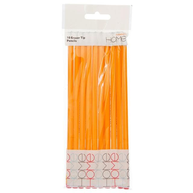 Sainsbury's Home Orange Eraser Tip Pencils 10pk - gallery image 1