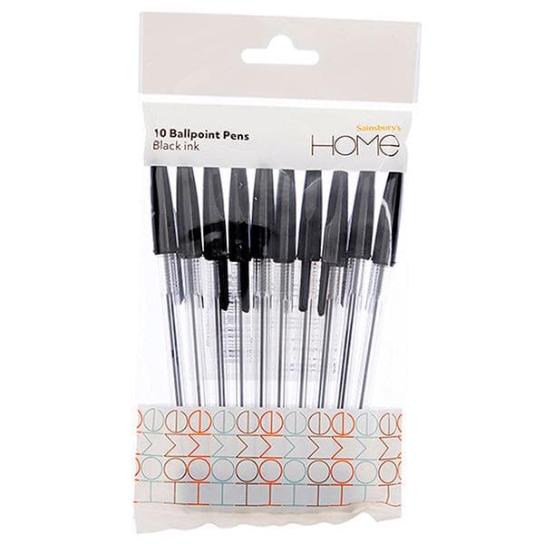 Sainsbury's Home Black Ballpoint Pen 10pk - gallery image 1
