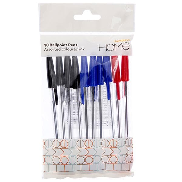 Sainsbury's Home Stick Ballpoint Multi-colored 10pk - gallery image 1