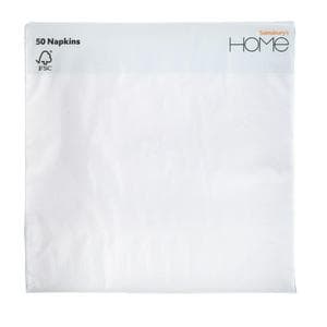 Sainsbury's Home Pack of 50 2ply White Paper Napkins - 33cm
