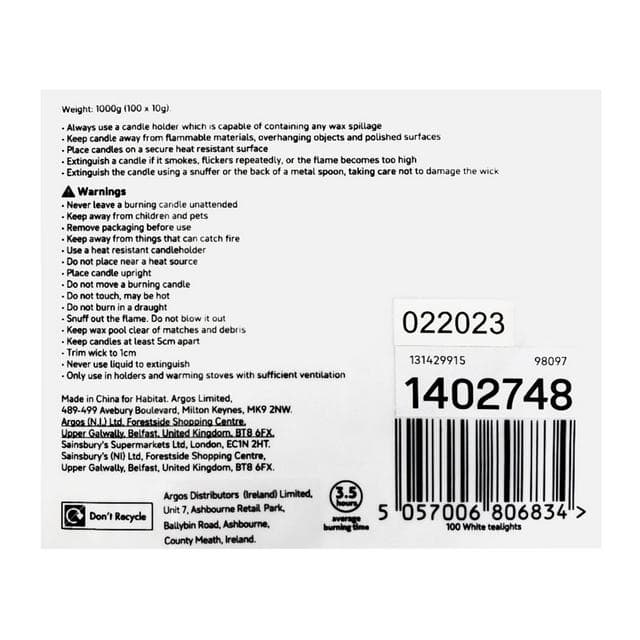 Habitat Tealight Candles - White - Pack of 100 - gallery image 4