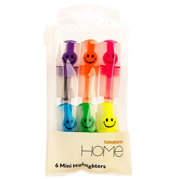 Sainsbury's Home Smile Mini Highlighters 6pk - gallery image 1