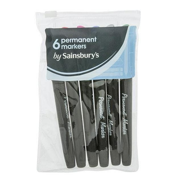 Sainsbury's Home Slim Permanent Markers 6pk - gallery image 1