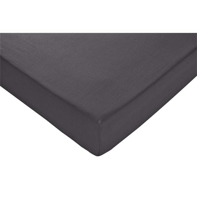 Habitat Cotton Rich 180TC Plain Fitted Sheet - Charcoal - gallery image 1