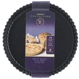 Sainsbury's Home 25cm Deep Round Black Flan Tin