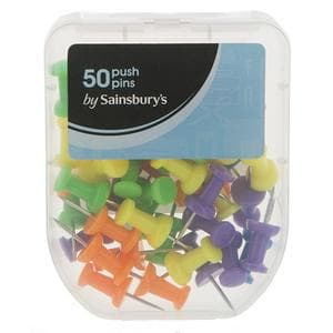 Sainsbury's Home Push Pins Assorted Colours 50pk