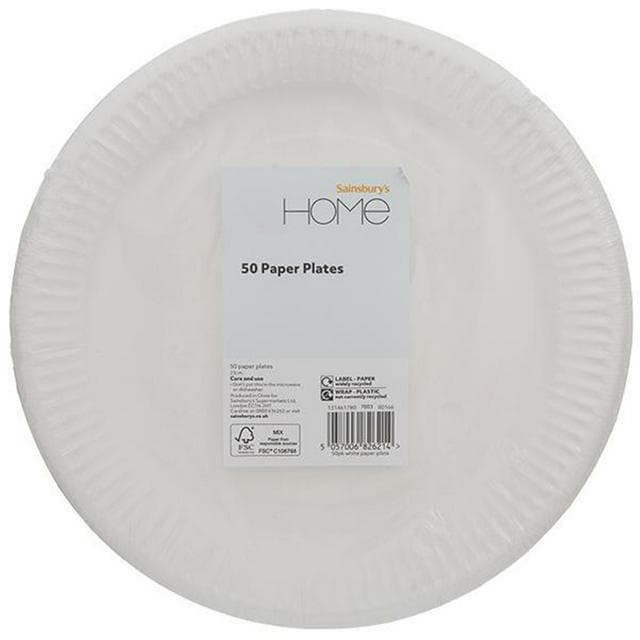 Sainsbury's Home Pack of 50 Paper Plates - White - gallery image 1