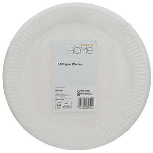 Sainsbury's Home Pack of 50 Paper Plates - White