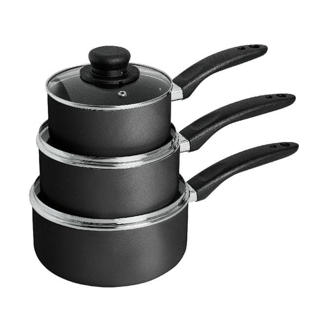 Sainsbury's Home 3 Piece Aluminium Pan Set - Grey - gallery image 1