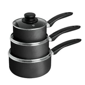 Sainsbury's Home 3 Piece Aluminium Pan Set - Grey